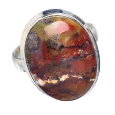 Red Plume Agate Ring