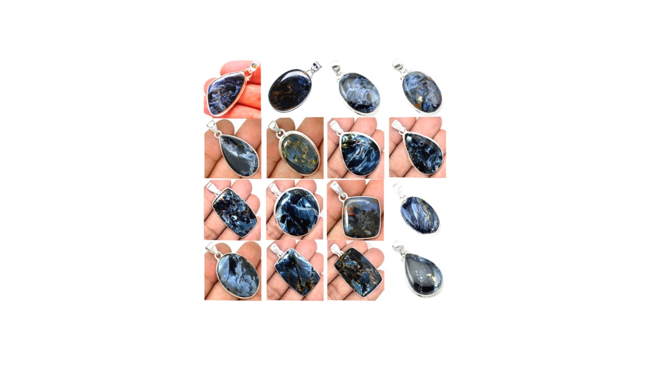 Blue Pietersite Stone Gemstone Cabochon Solid .925 Solid Silver Pendant Price