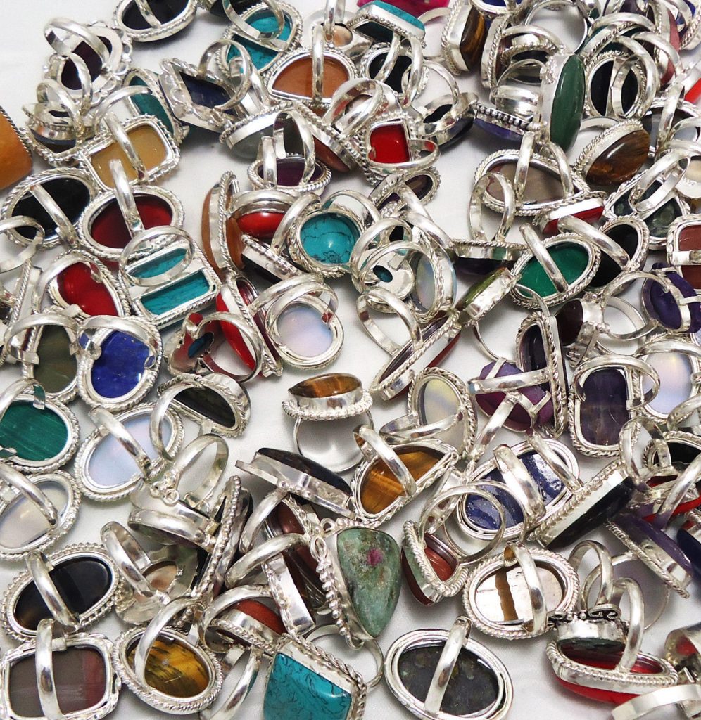 Mix Natural Stone Gemstone Cabochon Solid .925 Silver Ring Price