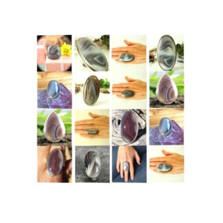 botswana agate stone natural gemstone cabochon 925 sterling silver ring
