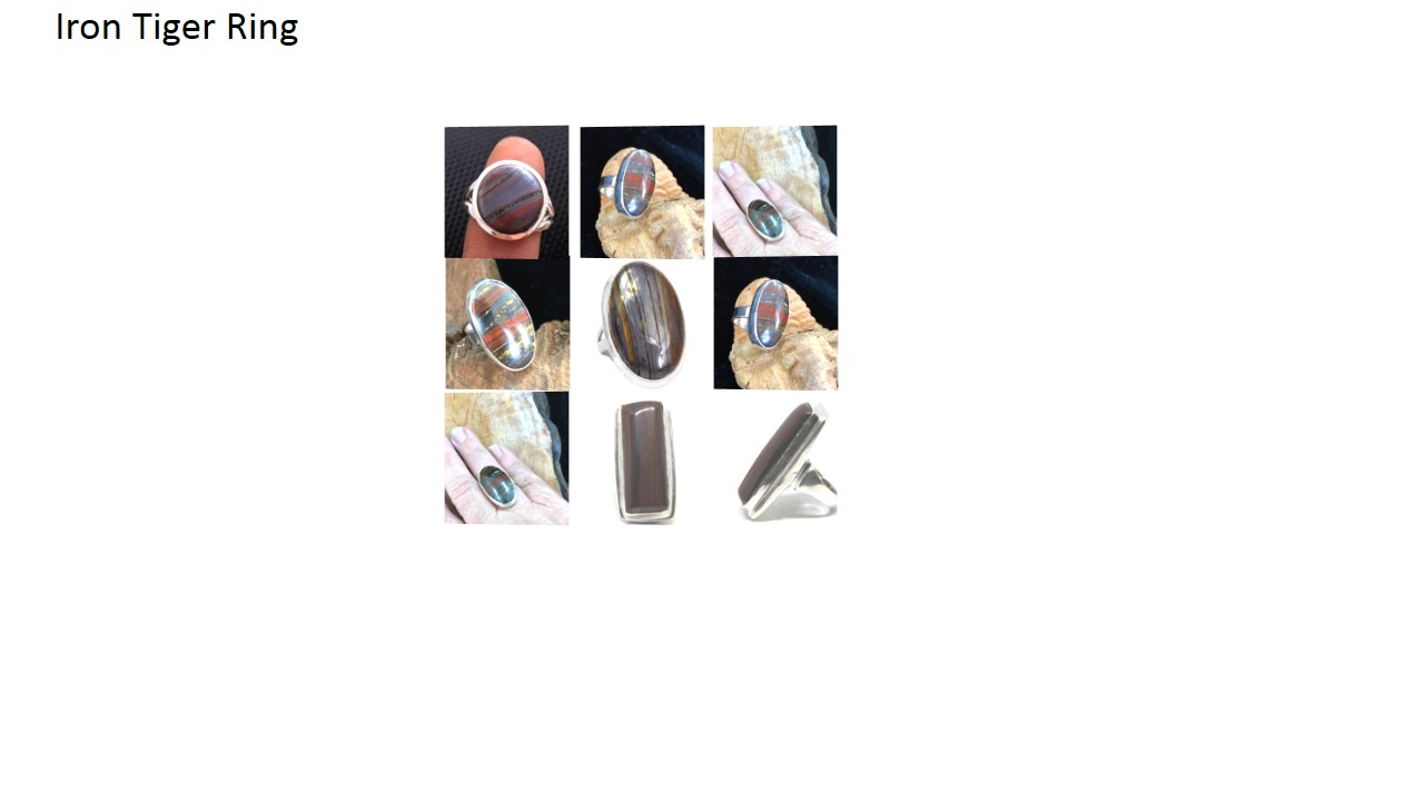 iron tiger eye stone natural gemstone cabochon 925 sterling-silver ring