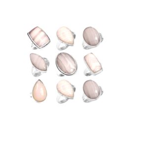 pink aragonite stone natural-gemstone cabochon 925 sterling silver ring