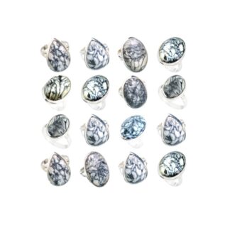 pinolith jasper stone natural gemstone cabochon 925 sterling silver ring