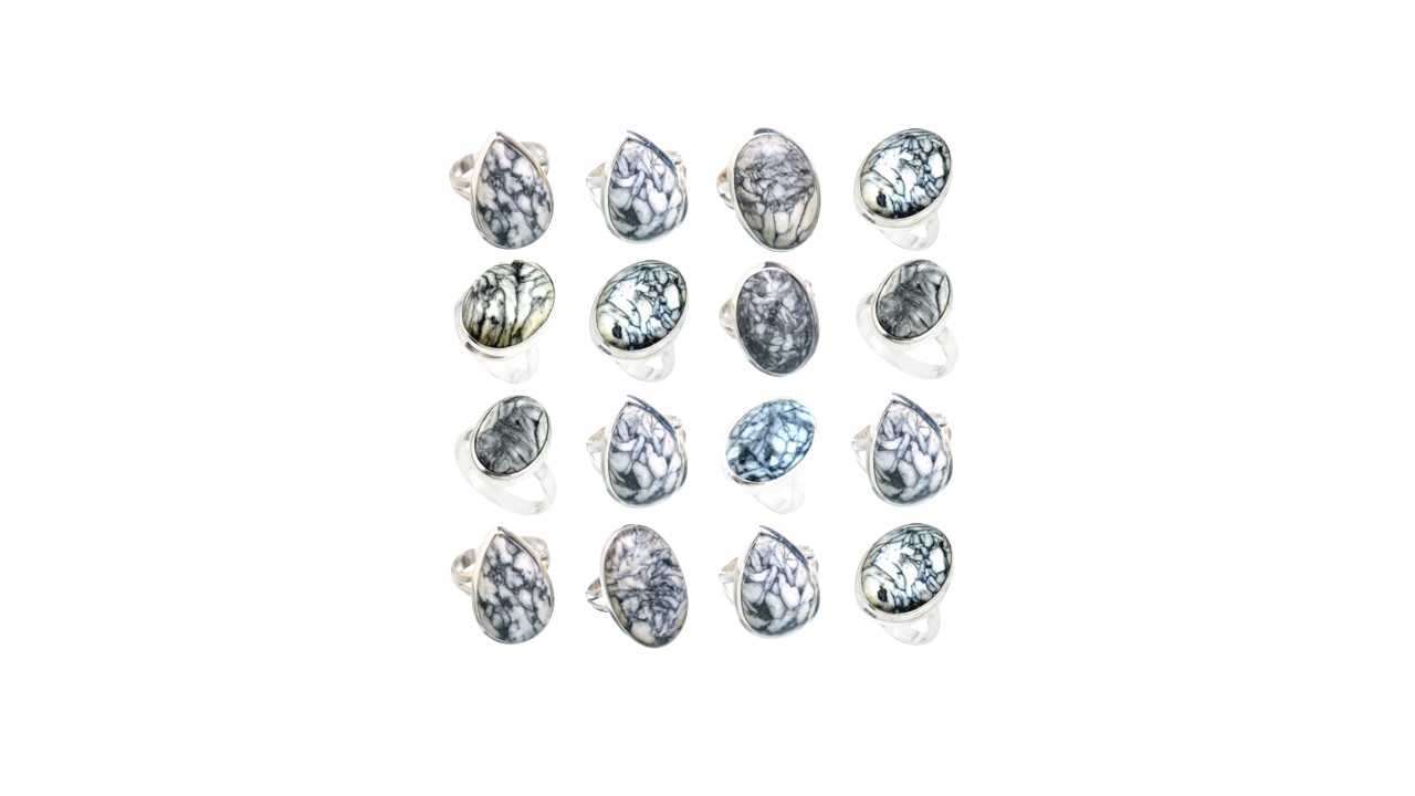 pinolith jasper stone natural gemstone cabochon 925 sterling silver ring
