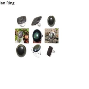 rainbow obsidian stone natural gemstone cabochon 925 sterling silver ring
