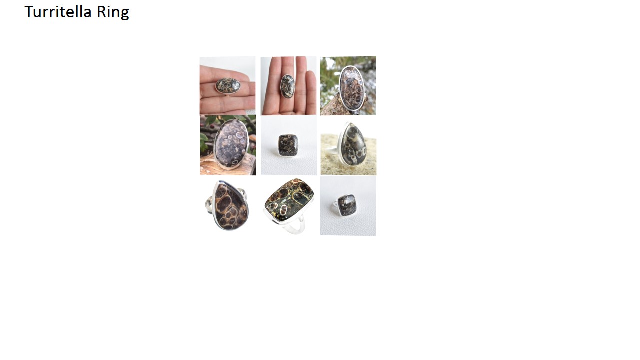 turritella stone natural gemstone cabochon 925 sterling silver ring