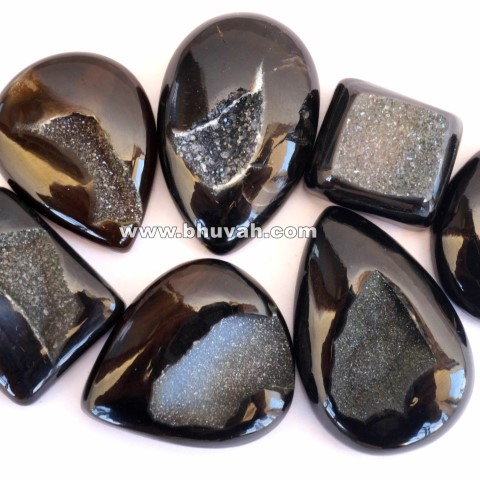 black agate druzy stone gemstone cabochon 10 pieces price
