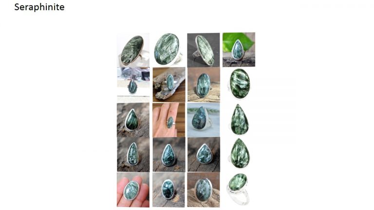 seraphinite stone natural gemstone cabochon 925 sterling silver ring