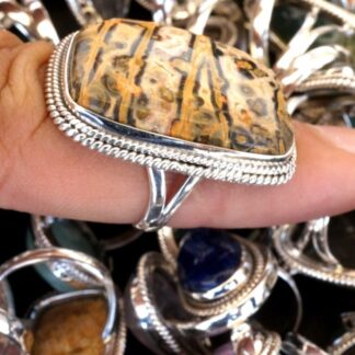 mix natural stone gemstone cabochon 925 sterling silver designer ring