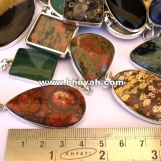 mix stone natural gemstone cabochon 925 sterling silver pendant