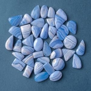 Blue Lace Agate Cabochon 100 gram lot Mix Size Shape Natural Loose Stone for Wholesaler Retailer Jeweler Manufacturer