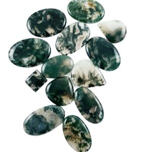 Natural Moss Agate Cabochon 100 gram Gemstone 9-11 Pieces Mix Size Shape Lot