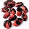 Natural Rhodonite Cabochon 100 gram Mix Size Shape Gemstone Wholesale Lot 9-11 Pieces Bunch Stone