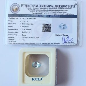 Natural Certified Pear Shape Sky Blue Topaz 2.02 carat Faceted Gemstone Stone with Certificate