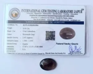 Natural Certified Smoky Quartz 8.40 carat with certificate oval shape cabochon