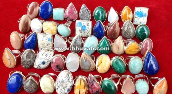 Natural Stone Gemstone Cabochon Mix Ring Wholesale Lot
